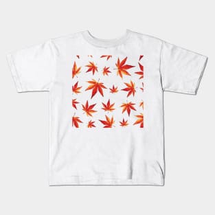 Watercolor Autumn maple leaf Pattern Kids T-Shirt